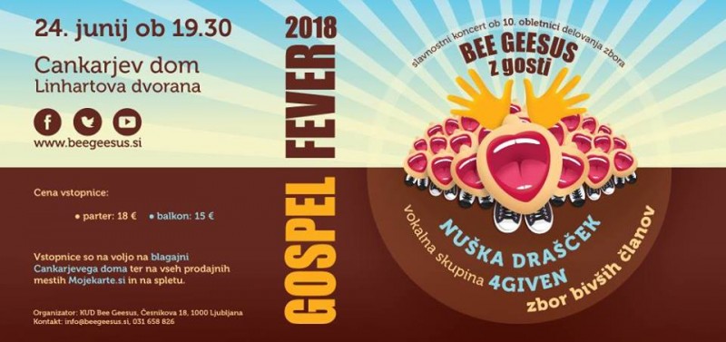 GOSPEL FEVER 2018 letni koncert ob 10. obletnici delovanja slovenskega a cappella gospel zbora