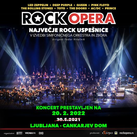Vstopnice za ROCK OPERA, Največje rock'n roll uspešnice v izvedbi simfoničnega orkestra in zbora, 20.02.2022 ob 20:00 v Gallusova dvorana