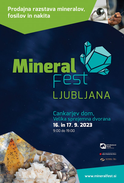 Vstopnice za MineralFest Ljubljana, razstava mineralov, fosilov in nakita    , 16.09.2023 ob 09:00 v Velika sprejemna dvorana