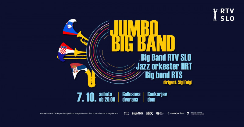 Biglietti per Jumbo Big Band - Big Band RTV Slovenija, Jazz orkestar HRT in Big bend RTS, 07.10.2023 al 20:00 at Gallusova dvorana