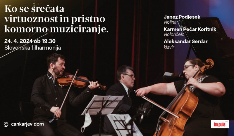 Klavirski trio: Janez Podlesek, violina; Karmen Pečar violončelo; Aleksandar Serdar, klavir