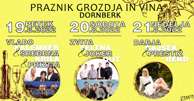 Biglietti per ZABAVA Z ZVITO FELTNO IN JOKER OUT, 20.08.2022 al 21:00 at Igrišče Dornberk (Kampo)