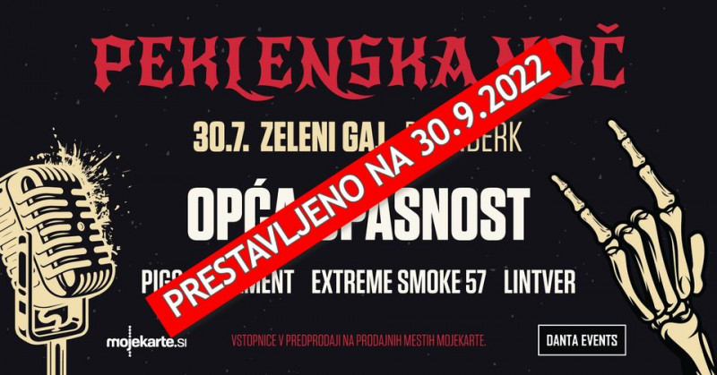 Biglietti per PEKLENSKA NOČ - OPČA OPASNOST, 30.09.2022 al 21:00 at Zeleni Gaj, Dornberk