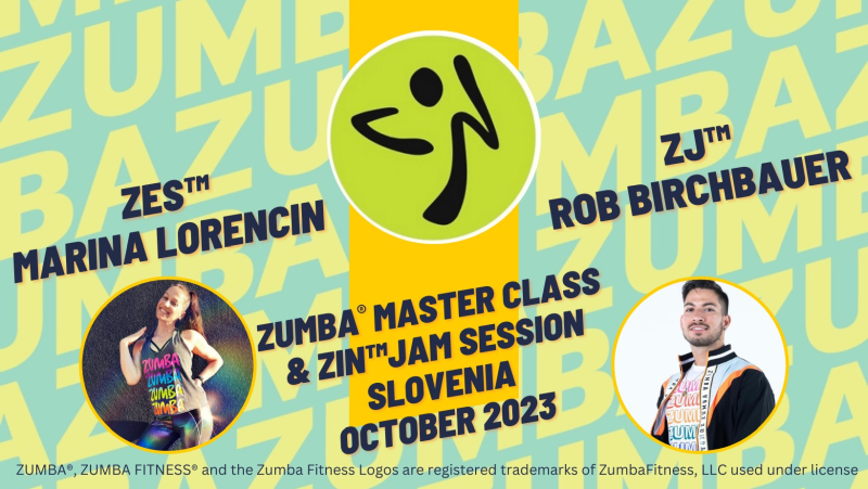Tickets for  ZUMBA® MASTERCLASS with ZES™ MARINA LORENCIN & ZJ™ ROB BIRCHBAUER + slovenian ZIN™ members, 14.10.2023 on the 15:00 at Športni center Dolgi most