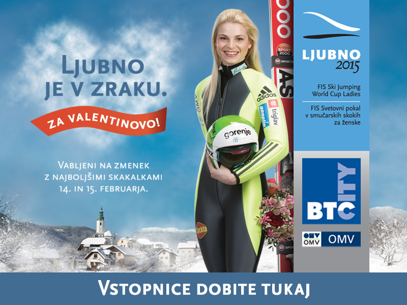 Vstopnice za Ljubno 2015 ženski smučarski skoki 14.2. in 15.2.2015 ob 12:00, 15.02.2015 ob 14:00 v Ljubno ob Savinji