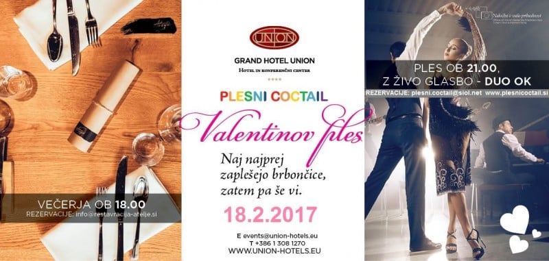 Valentinov ples 18.2.2017 v dvorani Grand Hotela Union