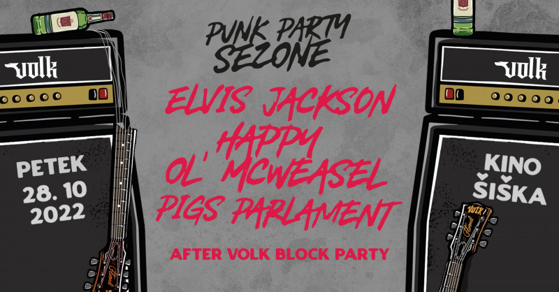 Vstopnice za Elvis Jackson + Happy Ol' McWeasel + Pigs Parlament, 28.10.2022 ob 20:00 v Kino Šiška - dvorana Katedrala, Ljubljana