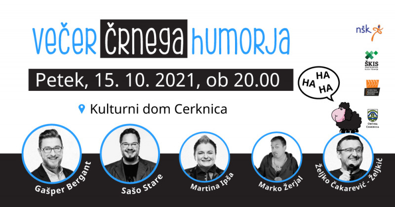 Vstopnice za VEČER ČRNEGA HUMORJA, 15.10.2021 ob 20:00 v Kulturni dom Cerknica