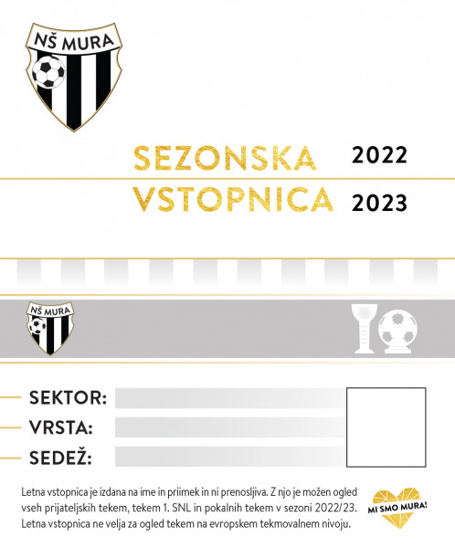 Ulaznice za NŠ Mura - Letna vstopnica 2022/23, 24.07.2022 u 20:15 u Mestni stadion Fazanerija