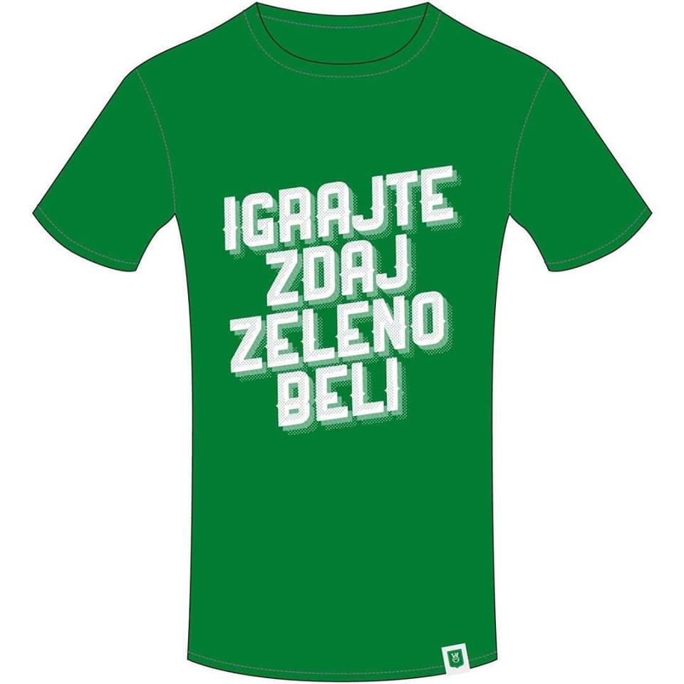 Otroška zelena majica "IGRAJTE ZDAJ ZELENO BELI"