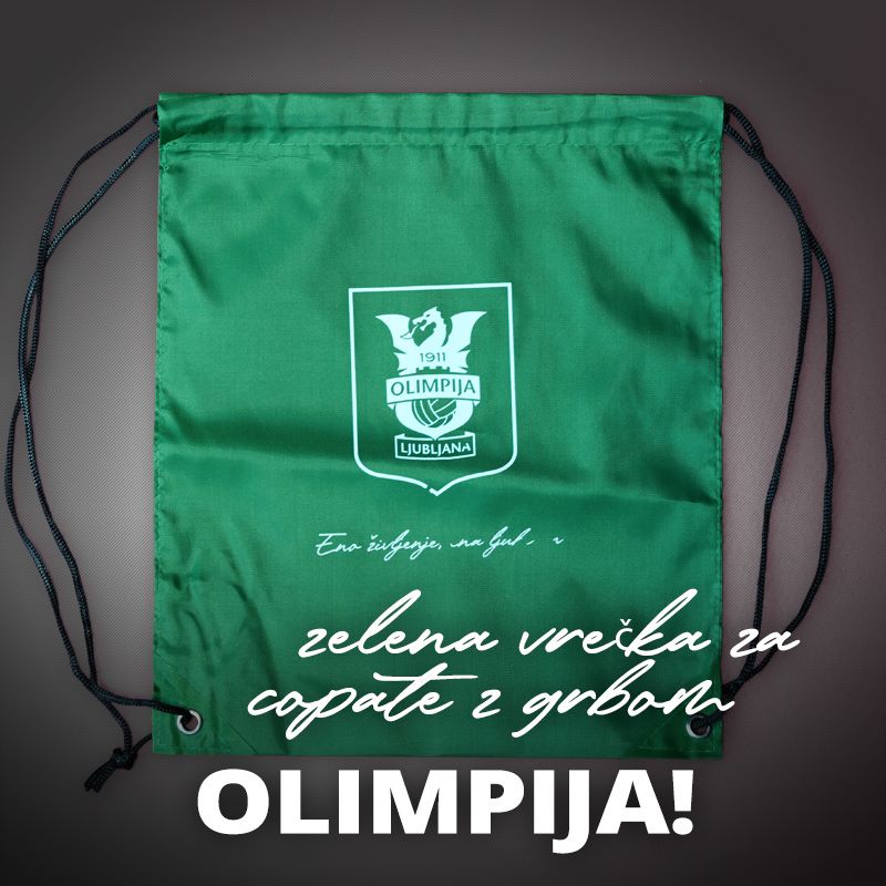 Zelena vrečka za copate z grbom Olimpije